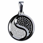2.10 Ct. Round Cut Lab-Created Diamond Men's & Women's Yin-Yang Symbol Pendant Necklace, 14K White Gold Finish Ice-Out Hip Hop Charm