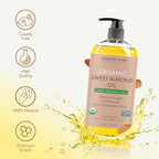Majestic Pure USDA Organic Sweet Almond Oil | 100% Pure & Natural Cold Pressed Oil Sweet Almond Oil for Skin, Face, Nails, Hair, Scalp & Massage | 8fl oz