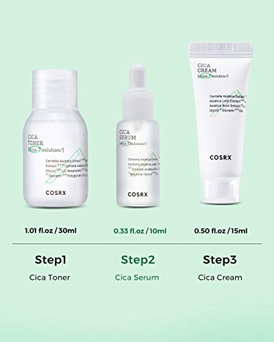COSRX CICA Relief Kit | Toner, Serum, Cream with Centella Asiatica | Sensitive Skin, Soothing, Moisturizing | Travel Size Set, Gift Set, Korean Skin Care, Not Tested on Animals, Paraben Free
