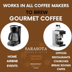 Sarasota Coffee Ground Packets | Gourmet Flavored Medium Roast Bulk Coffee Packs | Salted Caramel | Low Acid Mold Free Singles Individual Pouches for 12 Cup Coffee Maker | 2 Ounce Bags, 36 Count