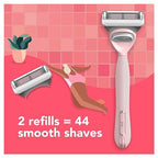 joy Razors for Women, 1 Handle, 8 Razor Blade Refills, Pink, Lubrastrip to Help Avoid Skin Irritation