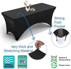 Urby Elastic Table Clothes for 6 Foot Rectangle Tables Fits 6ft Folding Tables from Lifetime, COSCO, Mainstays and Others. Heavy-Duty Stretchy Wrinkle Resistant Spandex. Black 2 Pack.
