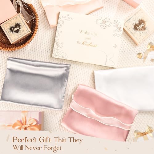 Yanibest Satin Pillowcase, Silk Pillow Cases for Hair and Skin with Zipper, Standard Pillow Cases Set of 2 for 20"x26", Exquisite Packaging for Women Men