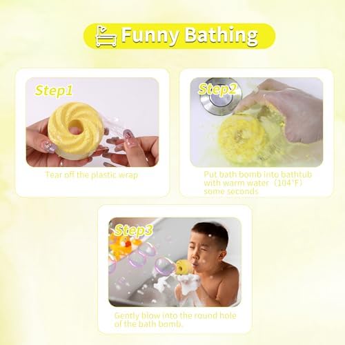 Bath Bombs Blow Bubbles, shea Butter Dry Skin,Moisturize,Bath Gift Set for Women,Organic Bath Ball for Boys and Girls,6pcs Lemon