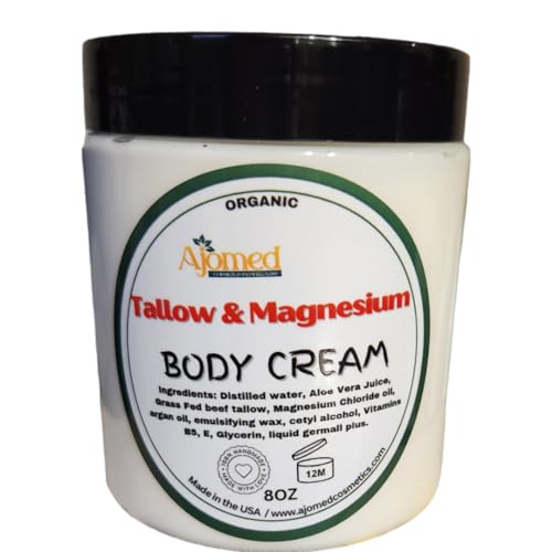 Beef Tallow & Magnesium Body butter - Grass Fed and Finished beef tallow Magnesium Cream- Handmade moisturizer for Cracked, Dry, Itchy skin- eczema cream- diaper rash (SANDALWOOD VANILLA)