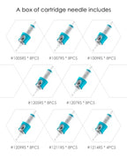 60 Assorted Tattoo Needles Cartridge Mixed Size #10 Bugpin Round Shader 5RS 7RS 9RS and Size #12 Standard Round Shader 5RS 7RS 9RS 11RS 14RS Disposable Membrane EN05S-BFG-60KIT-S
