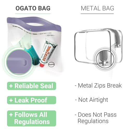3pcs - TSA Approved Toiletry Bag - Our Quart Size Clear Toiletry Bags are Security Approved Worldwide for Liquids & Cosmetics - 100% 3-1-1 Compliant Clear Travel Bags for Toiletries Violet