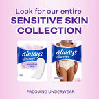 Always Discreet Incontinence Pads for Women with Bladder Leaks, Sensitive Skin Pads Moderate Absorbency, Regular Length, 57 Count