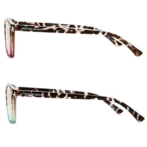 Foster Grant Women's Kendall 2-Pack Square Reading Glasses, Tortoise/Wine, Tortoise/Teal, 42 mm, 2 Diopters