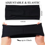 Black 4 inches Wide Headbands for Women, Non Slip Workout Yoga Running Hair Bands Head Wrap Sweat Bands, Pack of 12