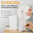 Rechargeable Travel Makeup Mirror 72 LED Lighted Makeup Mirror Travel Mirror Compact Slim LED Vanity Mirror with Lights Lighted Makeup Mirror with 3 Lighting Modes Dimmable Touch Screen (W1)