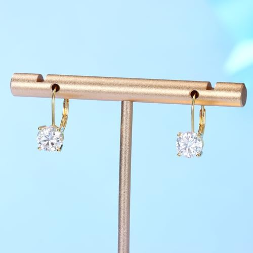 Moissanite Earrings,1.0ct-2.0ct D Color Brilliant Round Cut Lab Created Diamond Earrings 18K White Gold Plated Sterling Silver Dangle Earrings Moissanite Leverback Drop Earrings