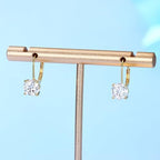 Moissanite Earrings,1.0ct-2.0ct D Color Brilliant Round Cut Lab Created Diamond Earrings 18K White Gold Plated Sterling Silver Dangle Earrings Moissanite Leverback Drop Earrings