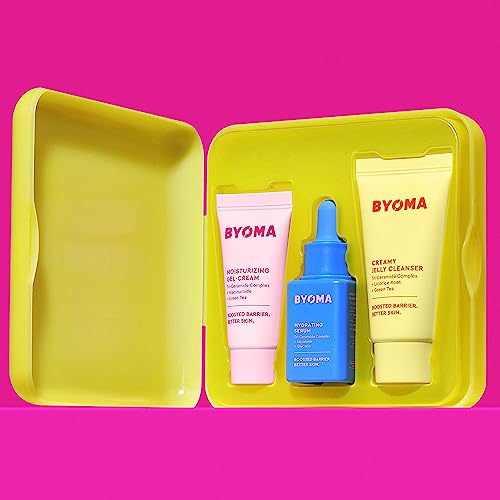 BYOMA So Hydrating Set - Barrier Repair Skincare Set - Creamy Jelly Cleanser, Hydrating Face Serum & Ceramide Face Moisturizer for Dry Skin - Anti Wrinkle, Alcohol Free Skin Care - 30ml, 15ml, 15ml