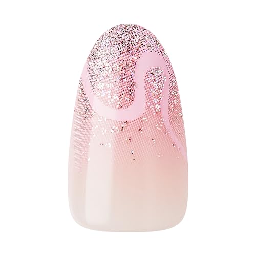 KISS imPRESS No Glue Mani Press-On Nails, Design, 'Wild Venus', Pink, Medium Size, Almond Shape, Includes 30 Nails, Prep Pad, Instructions Sheet, 1 Manicure Stick, 1 Mini File