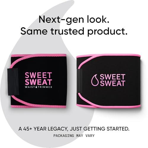Sports Research Sweet Sweat Waist Trimmer (Core Series) - Premium Sweat Enhancing Fitness Band for Women & Men - Adjustable Fit �� Latex-Free Neoprene - Pink Logo, Small