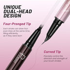 2 Pack Curved Eyebrow Pen, 2 in 1 Dual Ended Microblading Eyebrow Pencils for Women, Waterproof and Last All Day 4 Tip Brow Pencil with Precise Tip for Natural and Hair Like Brows (Natural Black)