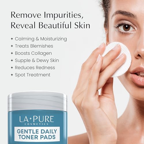 Witch Hazel & Centella Daily Toner Pads - 100 Ct | Hydrating, Exfoliating & Pore Care Korean Skincare - Gentle, Alcohol-Free, with Glycerin for Sensitive Skin by La Pure Cosmetics