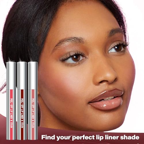 Cilrofelr Peel Off Lip Liner Stain, Long Wear Tattoo Lip Liner with Tweezer, Peel Off Lip Stain with Matte Finish, Long Lasting, Waterproof, Transfer-proof, Highly Pigmented Color (N-Nude Pink)