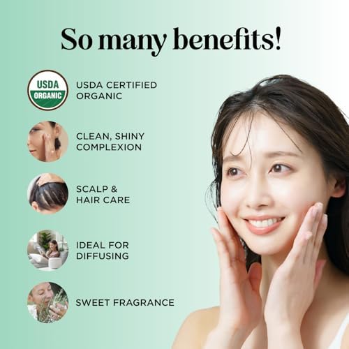Certified Organic Rosemary Oil for Hair - Extra Large 100% Pure USDA Organic Rosemary Essential Oil for Hair Skin and Nails - Organic Hair Oil for Dry Scalp Treatment and Enhanced Volume and Shine