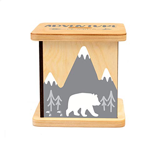 Wooden Piggy Bank for Kids and Adults, Personalized Gift Handmade in USA by BloomOwl, Custom Piggy Bank, Personalized Banks for Kids, Gifts for Baby Boys and Girls (Bear and Mountain)