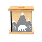 Wooden Piggy Bank for Kids and Adults, Personalized Gift Handmade in USA by BloomOwl, Custom Piggy Bank, Personalized Banks for Kids, Gifts for Baby Boys and Girls (Bear and Mountain)