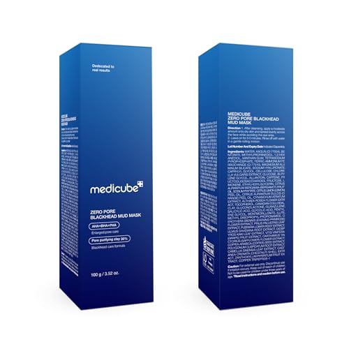 medicube Zero Pore Blackhead Mud Facial Mask - Skin Cooling & Pore Tightening - 3 Minute Quick Dry Formula with AHA, BHA, PHA, and Pore-Purifying Clay - Korean Mud Mask 3.52 oz