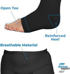 ABSOLUTE SUPPORT Plus Size Toeless Compression Tights for Women 20-30mmHg, Womens Opaque Compression Pantyhose with Plus Size for DVT, Reticular Veins, Superficial Thrombophlebitis, Black, 5X-Large