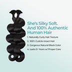 Body Wave Braiding Hair Human for Boho Braids Bohemian Knotless Easy to Work with at Salon/Home Wavy Bulk 2 Bundles 100g 22 Inch Jet Black for Stylists/Hairdresser
