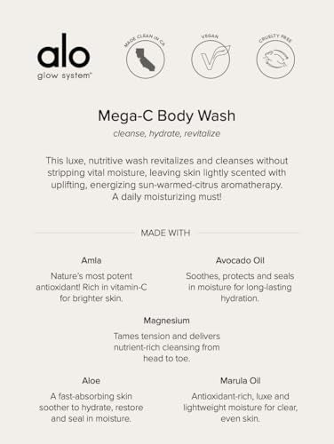 Alo Refresh & Reset Set - Magnesium Reset Spray (3.2oz), Vitamin C Mega-C Body Wash (6.7oz), and Superfruit Body Lotion (6.7oz) Vegan, Cruelty-Free, Dermatologist-tested, Gentle for All Skin Types.