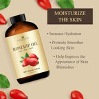 Handcraft Blends Rosehip Oil - 4 Fl Oz - 100% Pure and Natural - Premium Grade Oil for Face, Skin and Hair - Protect and Nourish - Carrier Oil