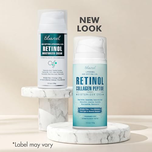Ebanel Retinol Cream for Face with Collagen, Peptides, Niacinamide, Ceramides, Retinol Moisturizer with Vitamin C & B5, Hyaluronic Acid, Pore Minimizer Anti Aging Wrinkle Cream for Women and Men