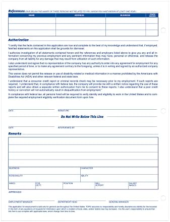 Adams Applications for Employment, 8.5 x 11 Inch, 3-Hole Punched, 50-Sheets/Pack, 2-Pack, White (9661)