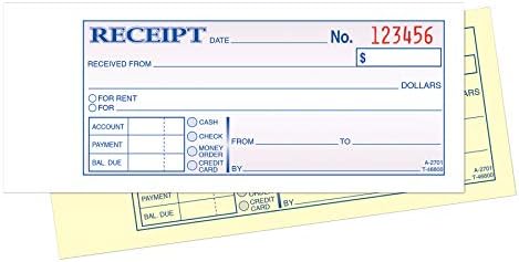 Adams Invoice Book, 2-Part, Carbonless, 5-9/16 x 8-7/16 Inches, 50 Sets per Book (DC5840) & Money and Rent Receipt Book, 2-Part, Carbonless, 2.75 x 7.19 Inch, 50 Sets, White and Canary (DC2701)