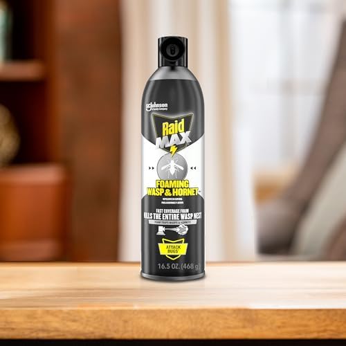 Raid Max Foaming Wasp & Hornet Killer, Fast Coverage Foam, Bug Killer Kills The Entire Nest, 16.5 oz