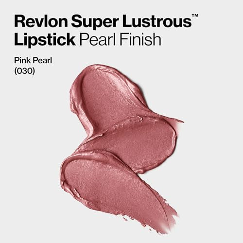 Revlon Super Lustrous Lipstick with Vitamin E and Avocado Oil, Pearl Lipstick in Nude, 030 Pink Pearl, 0.15 oz