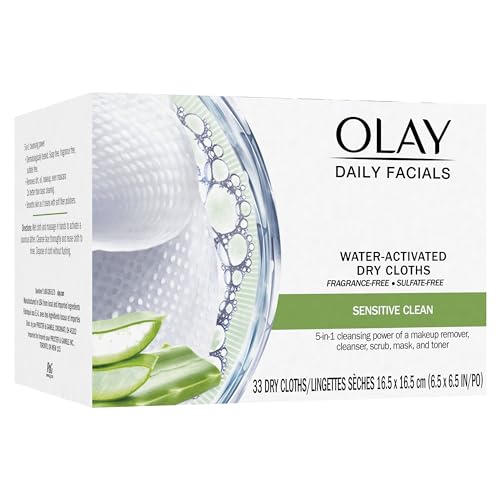 Olay Eye Makeup Remover Wipes, Daily Facials Gentle Face Cleanser for Sensitive Skin, Alcohol and Fragrance Free, Soft Face Wash Towels, Travel Essentials for Women, Dry Cloths, 99 ct (3 X 33ct)