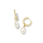 Kendra Scott Willa 14k Gold-Plated Pearl Huggie Earrings in White Pearl, Fashion Jewelry for Women