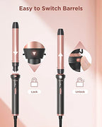 Wavytalk 5 in 1 Curling Iron Set with Curling Brush and 4 Interchangeable Ceramic Curling Wand (0.35"-1.25”), Instant Heat Up, Dual Voltage Hair Curler