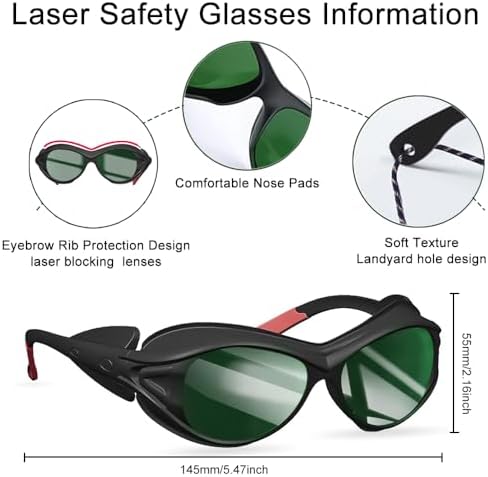 mozeeda Red Light Therapy Glasses, Eyes Protection Tanning Goggles for IPL Laser Safety, 190nm-450&560-2000nm Protective Laser Glasses for Cosmetology Operators