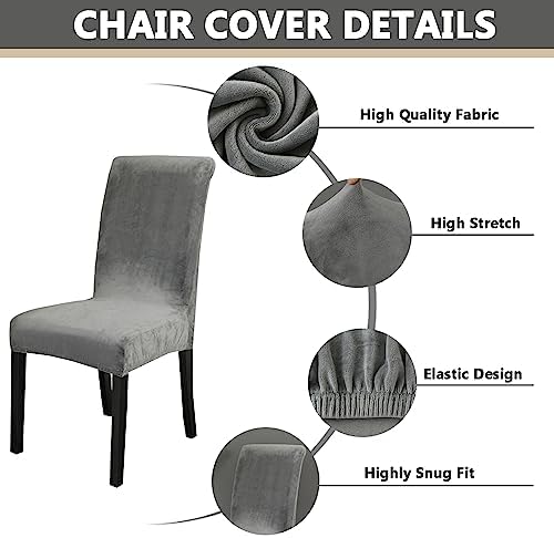 OQHAIR Velvet Dining Room Chair Covers Set of 4 Stretch Velvet Dining Chair Protector Armless Chair Cover for Dining Room Kitchen -Wine red-Set of 8