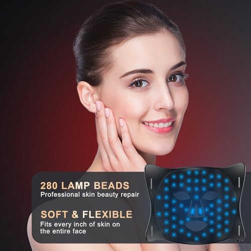 LED Face Mask Light Therapy - Professional Grade Skincare at Home – Red Light Therapy for Face for Acne, Wrinkles, Skin Rejuvenation – 3 Light Modes - Remote Control - includes Eye Protection