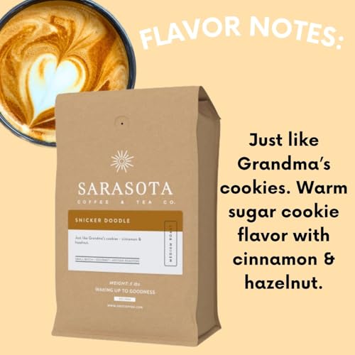 Sarasota Coffee Whole Bean Snickerdoodle Sugar Cookie | Medium Roast Gourmet Flavored Coffee Beans | Low Acid, Mold Free, Specialty Grade Bulk Coffee Beans | 5lb (80 oz)
