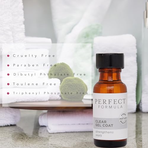Perfect Formula Clear Gel Coat - Nail Strengthener, Keratin Treatment, Clear Nail Polish - Strengthener for Damaged Nails - Made In The USA .60 fl oz.