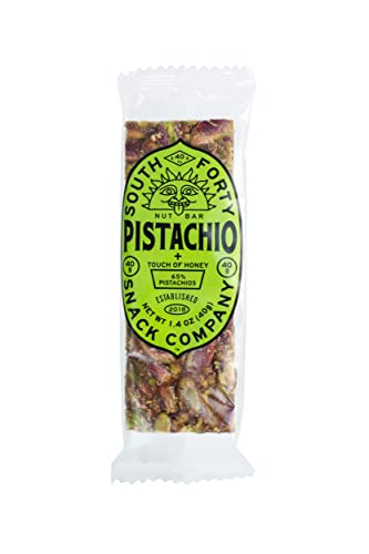 South 40 Snacks Crunchy Pistachio Bar, Just 4 Ingredients, Touch of Honey (40g Bar, Pack of 12)