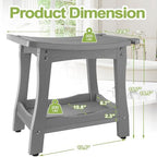 Y&M 2-Tier Bathroom Shower Bench with Waterproof Storage Shelf, HDPE Towel & Shower Head Shelves Curved Seat, Small Tub Chair for Shaving Legs Foot Stool, Bath, Spa, Indoor or Outdoor Use, Gray