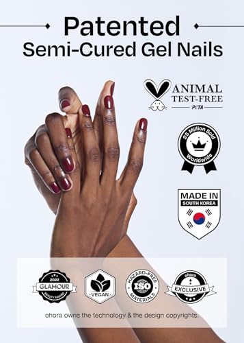 ohora Semi Cured Gel Nail Strips (N Tint Pool) - Blue, Tint, Works with Any UV/LED Nail Lamps, Salon-Quality, Easy to Apply & Remove - Valentine's Day Gel Nail Wraps, Stickers, Romantic Gift Ideas