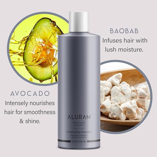 ALURAM Coconut Water Moisturizing Shampoo for Men and Women, Clean Hydration and Shine for Medium to Coarse Textured Hair, 12 Fl Oz
