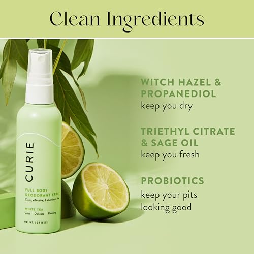 Curie Whole Body Deodorant - OG Spray Variety Pack - Auminum Free, Natural, Paraben Free, Cruelty Free, Vegan - Coconut Nectar, Orange Neroli, and White Tea (3pk)