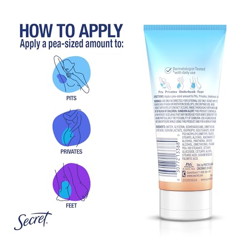 Secret Whole Body Deodorant Cream for Women, Unscented, Aluminum Free Deodorant Cream, 72 HR Odor Protection, 3.0 oz